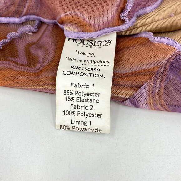 House of CB Dylan Bodycon Mini Dress Purple Brown Mesh Lace Up Front Size M - Picture 8 of 9